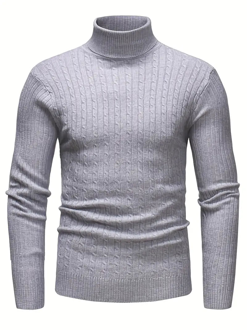 Men's navy turtleneck sweater standard fit soft premium knit versatile layering style