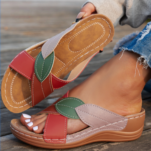 Petal | Women's Colorblock Slip-On Wedge Sandals Open Toe