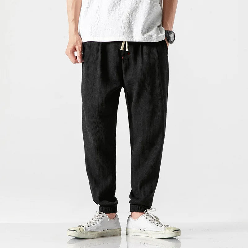 Men's tapered joggers relaxed fit lightweight breathable fabric elastic drawstring waist casual comfort