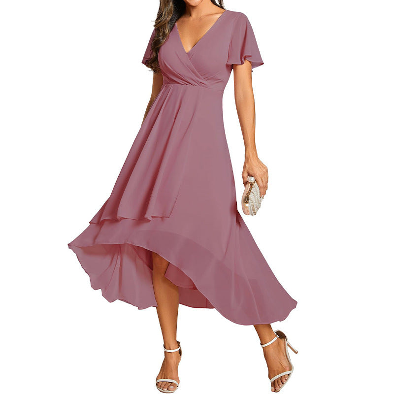 Morgan silk chiffon A-line dress high-waist silhouette for weddings elegant lightweight drape