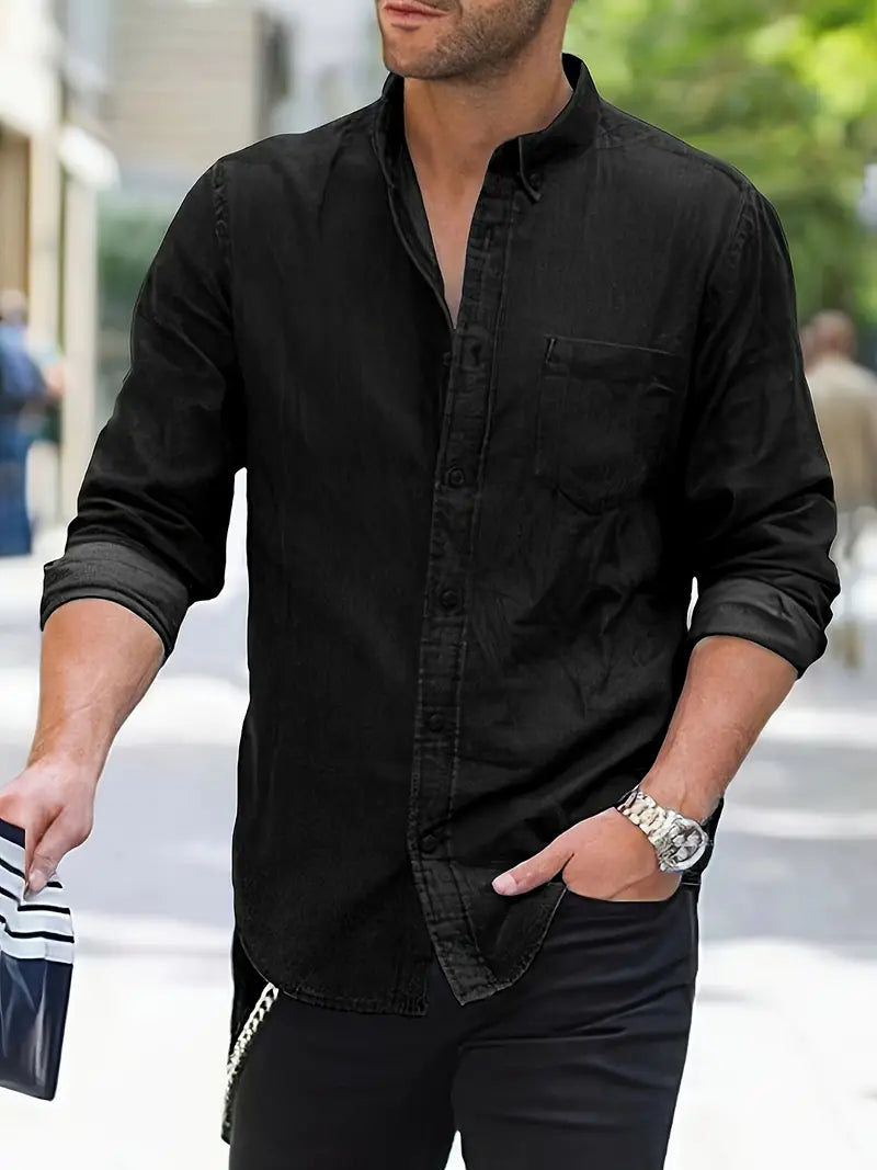 Men's Marius casual elegant denim shirt, durable breathable fabric, timeless smart-casual versatile fit