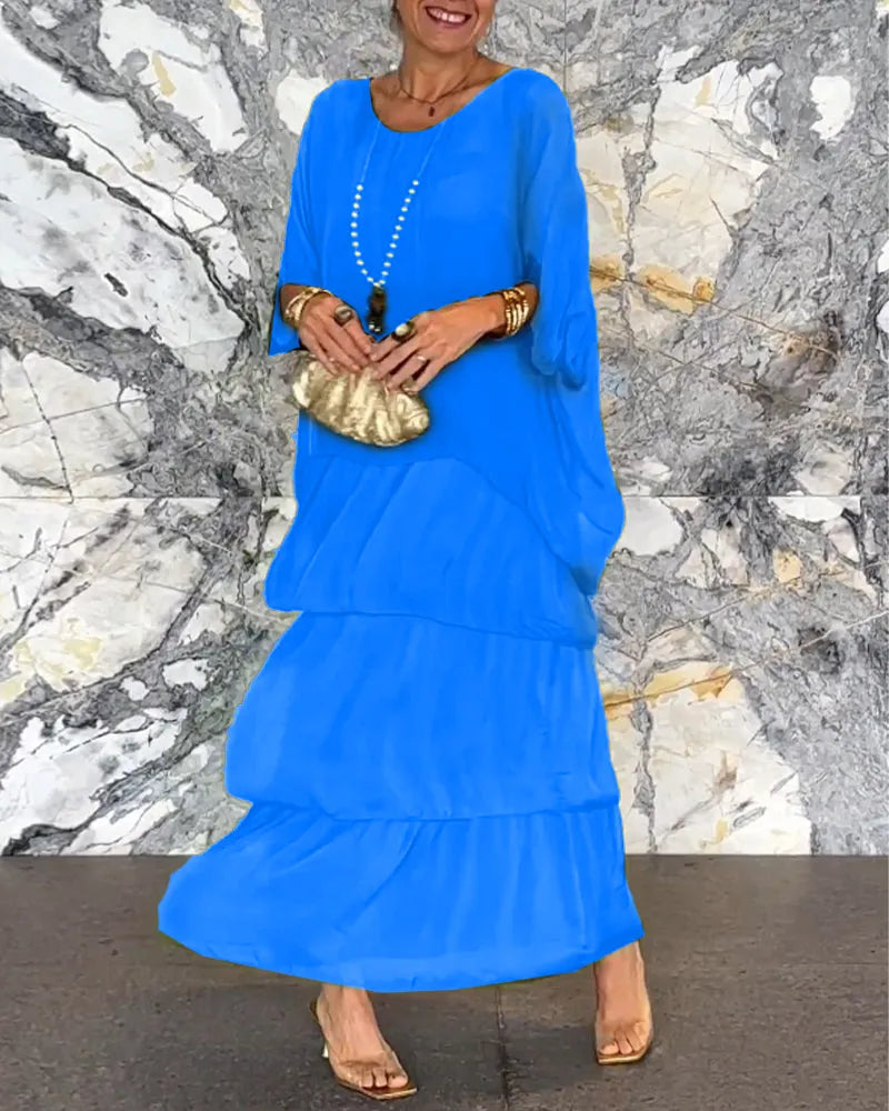 Women's loose-fit airy maxi dress in flowing silhouette, versatile casual-to-formal long gown