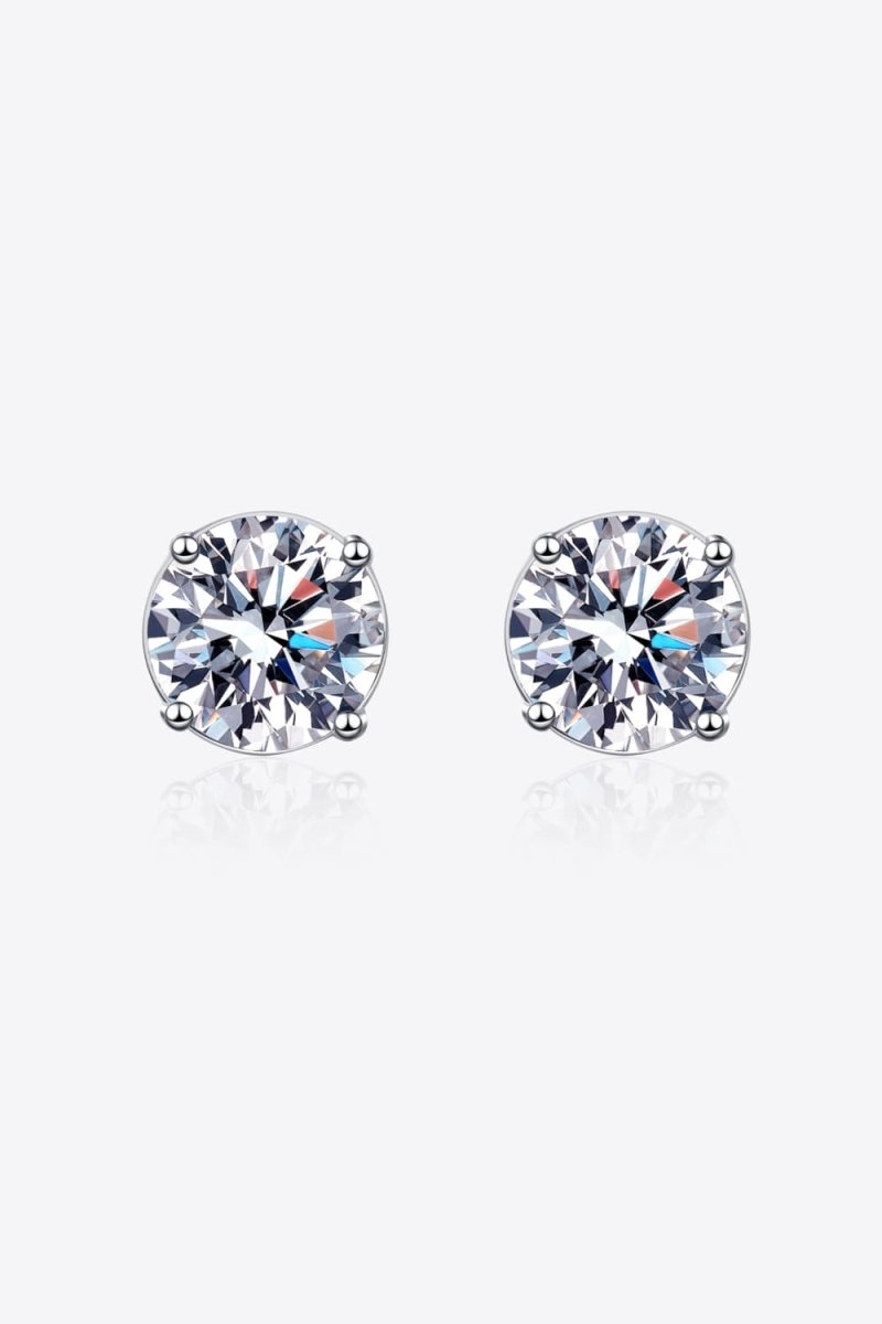2 Carat Moissanite Rhodium-Plated Stud Earrings - Urbann-Vibe