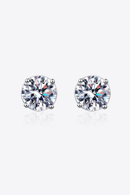 2 Carat Moissanite Rhodium-Plated Stud Earrings - Urbann-Vibe