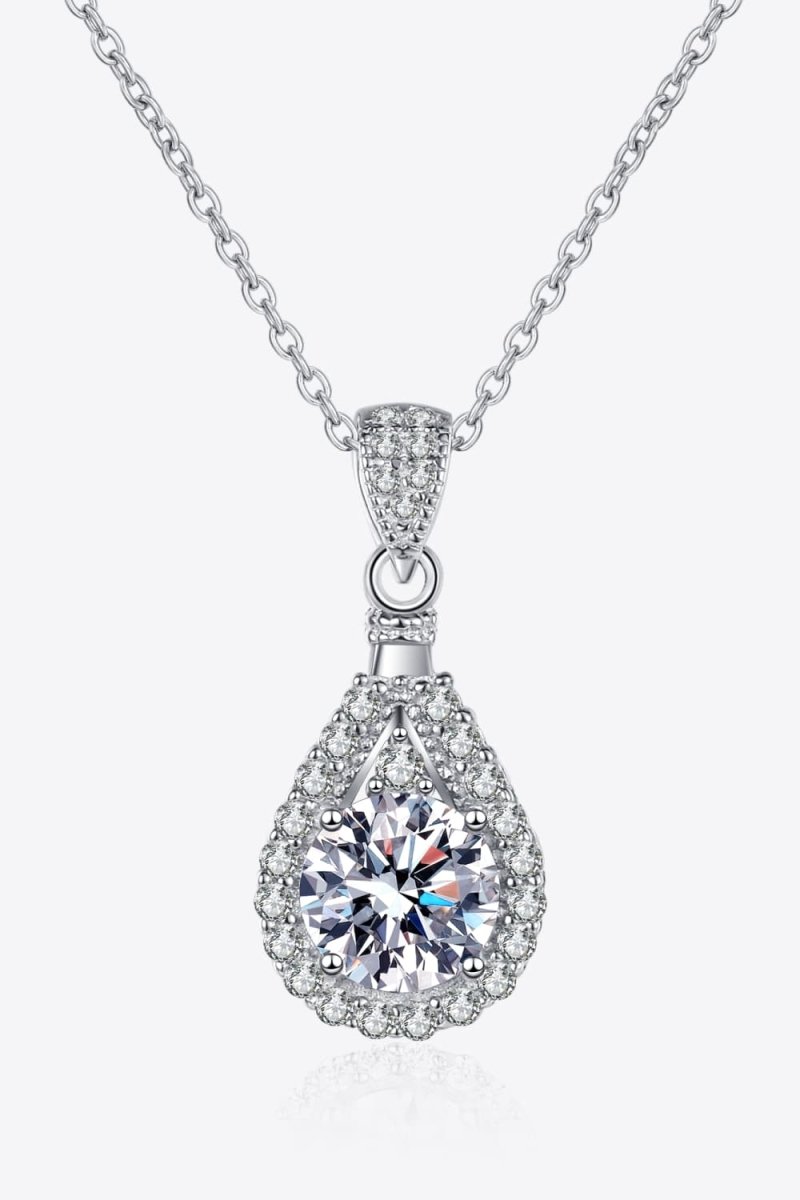 2 Carat Moissanite Teardrop Pendant 925 Sterling Silver Necklace - Urbann-Vibe