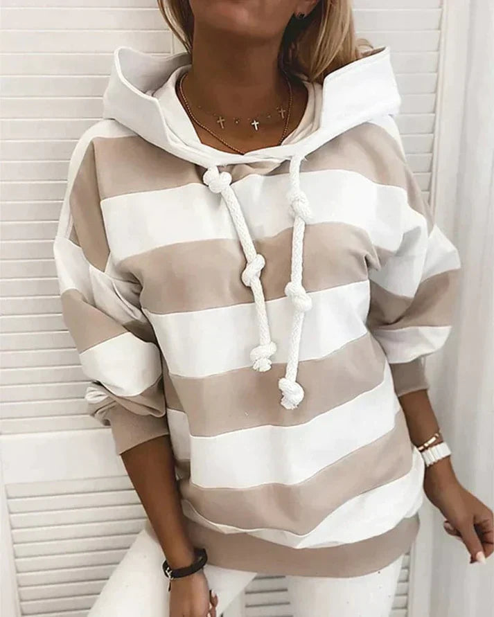 Lara unisex hoodie in neutral tone, relaxed cozy fit with timeless layerable silhouette
