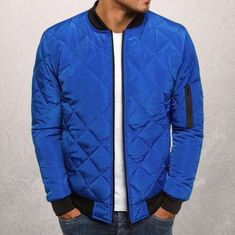 Noah quilted bomber jacket ribbed collar cuffs full-zip unisex versatile everyday style