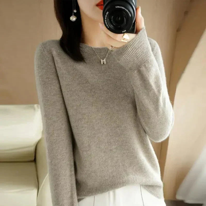 Women's casual knit sweater soft comfortable fit sustainable easy care fashionable everyday style