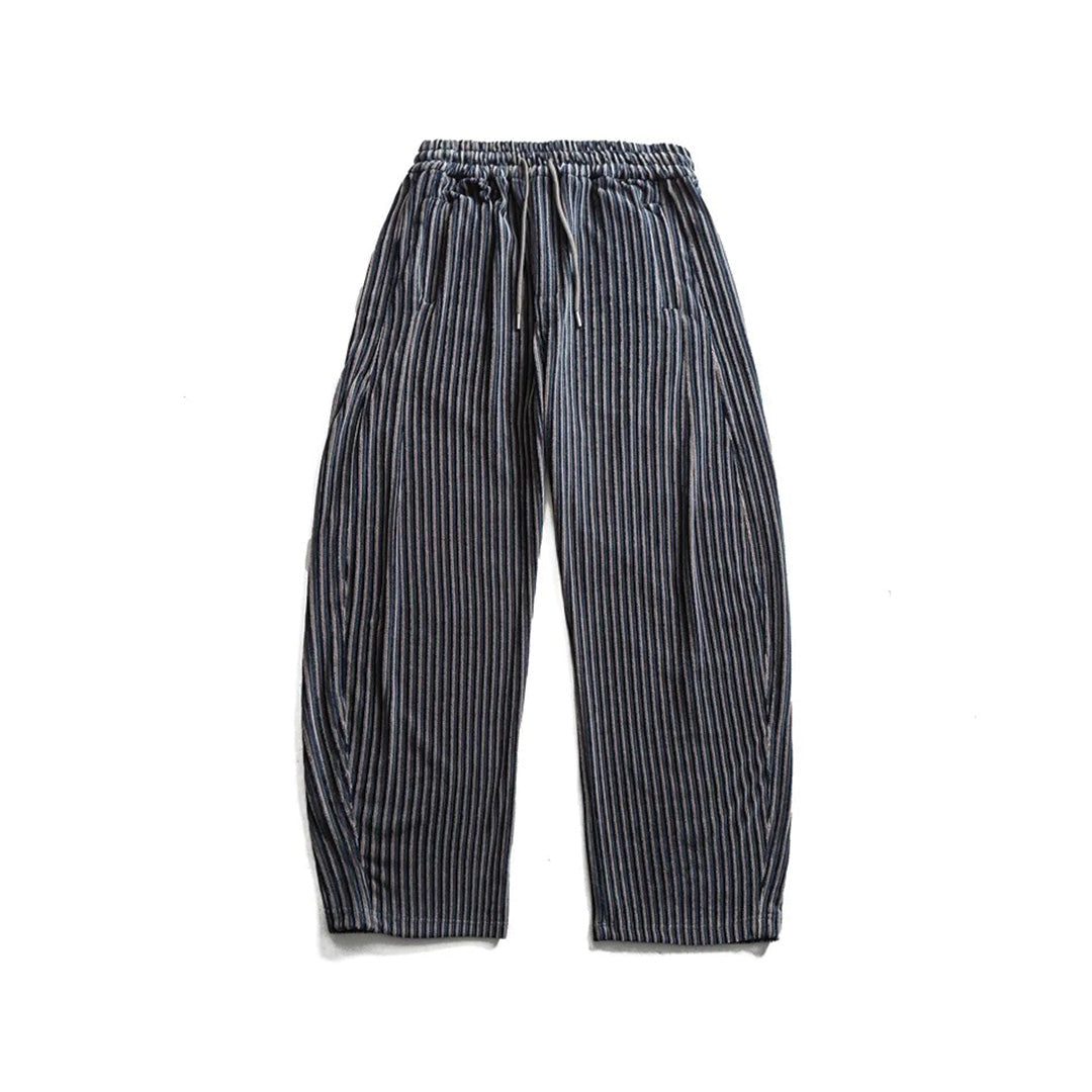 Unisex relaxed-fit cotton corduroy trousers with adjustable drawstring waist and wide-leg silhouette