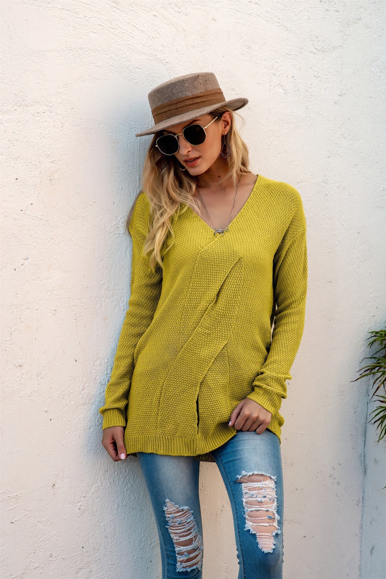 Women's oversized off-shoulder ribbed knit pullover with draped front detail, cozy chic long sleeve style