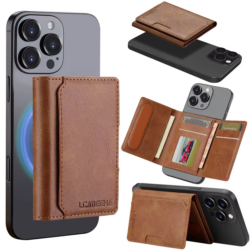 Bravado Slimfold magnetic wallet PU leather slim unisex phone attachment with RFID block kickstand