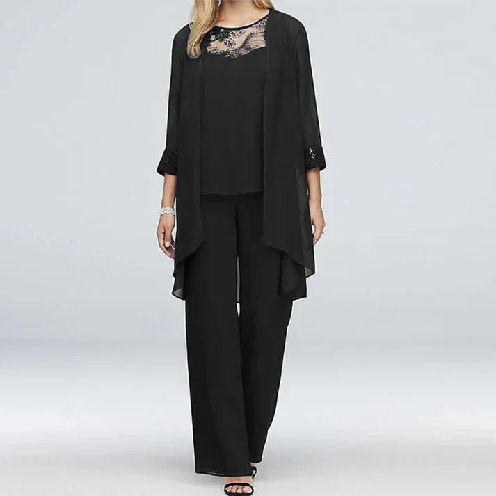 Nathalie three-piece cotton set women elegant versatile comfortable easy-care wardrobe essential
