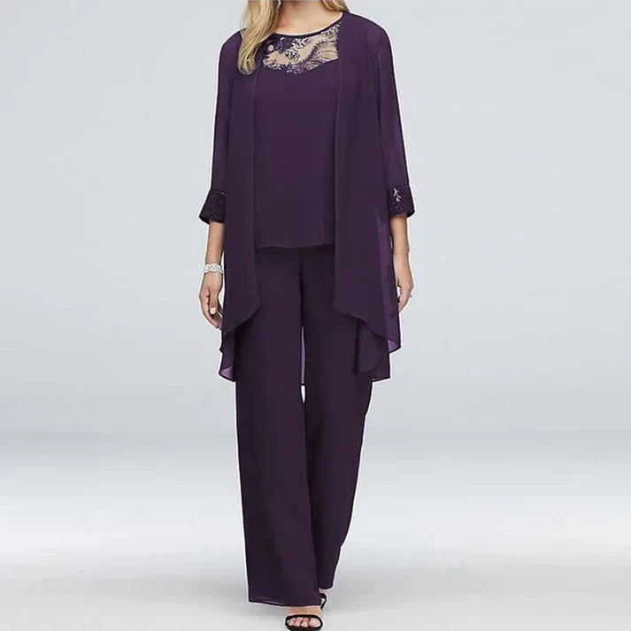 Nathalie women's 3-piece cotton set elegant versatile comfortable easy-care wardrobe essential