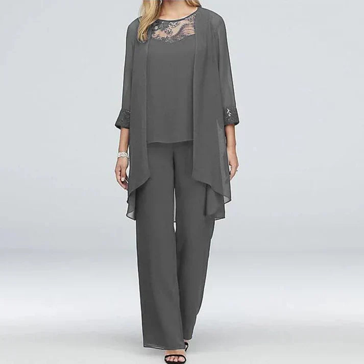 Nathalie women's three-piece cotton set elegant versatile comfortable easy-care wardrobe essential