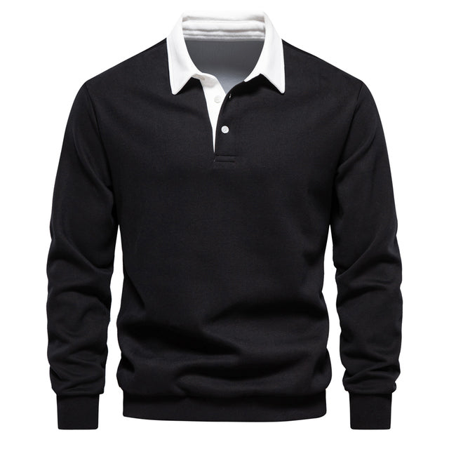 Men's elegant long-sleeve polo classic collar refined versatile fit all-day comfort work leisure
