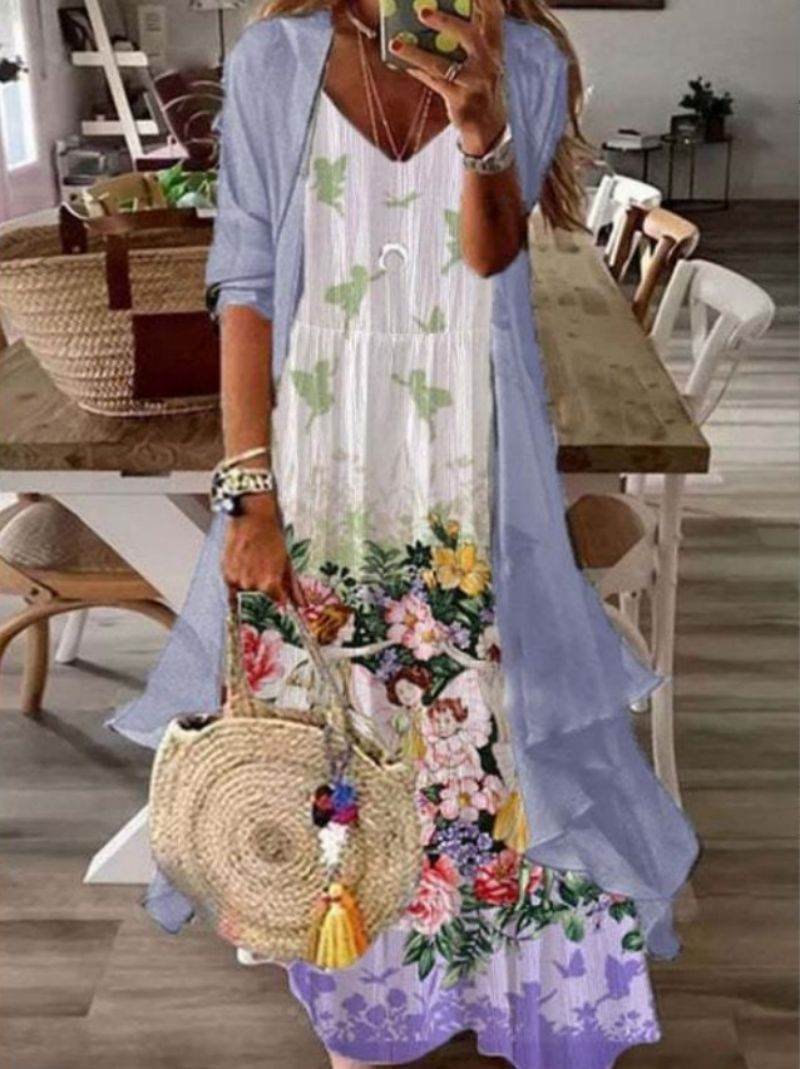 Women's floral maxi dress elegant flowing silhouette lightweight fabric floor-length feminine style