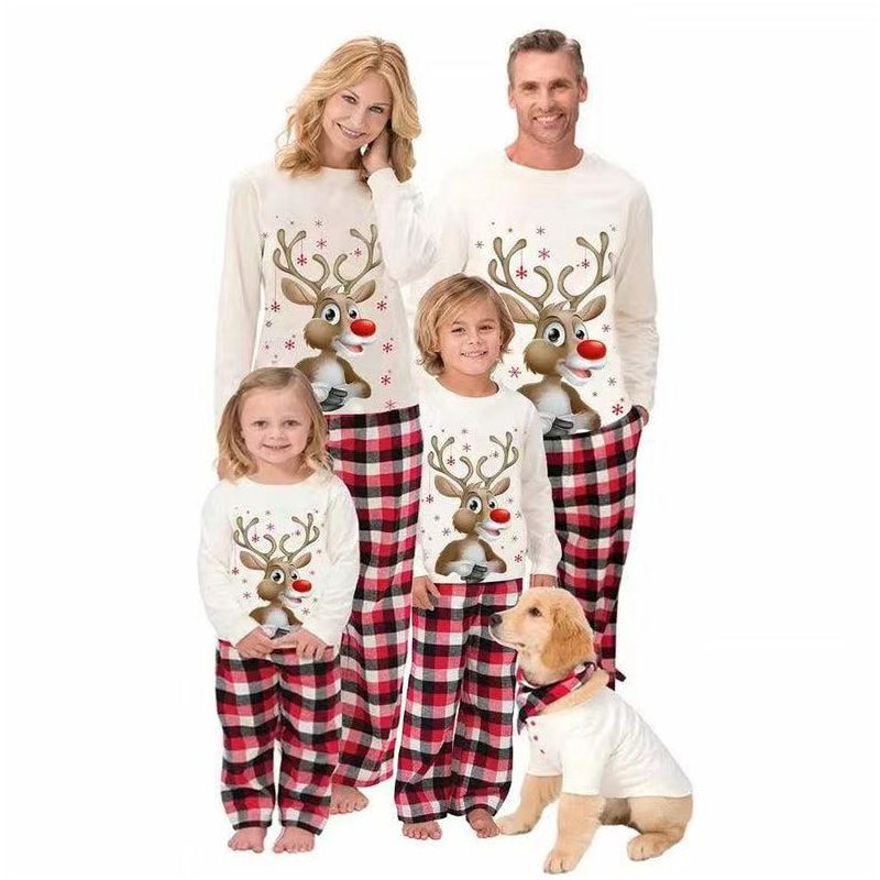 Red green matching family Christmas pajamas cozy holiday loungewear set parents kids festive print