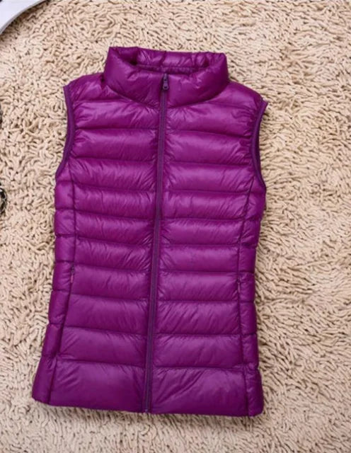 Women's lightweight quilted down jacket standing collar warm insulation slim refined fit