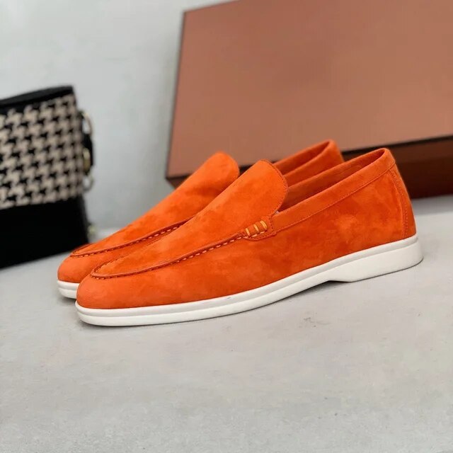 Men's Loro Deluxe suede loafers in neutral tone, slip-on silhouette with premium craftsmanship for everyday wear