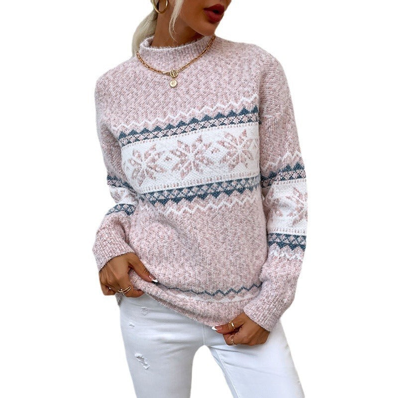 Festive red Christmas knit sweater cozy wool blend unisex holiday motif pullover
