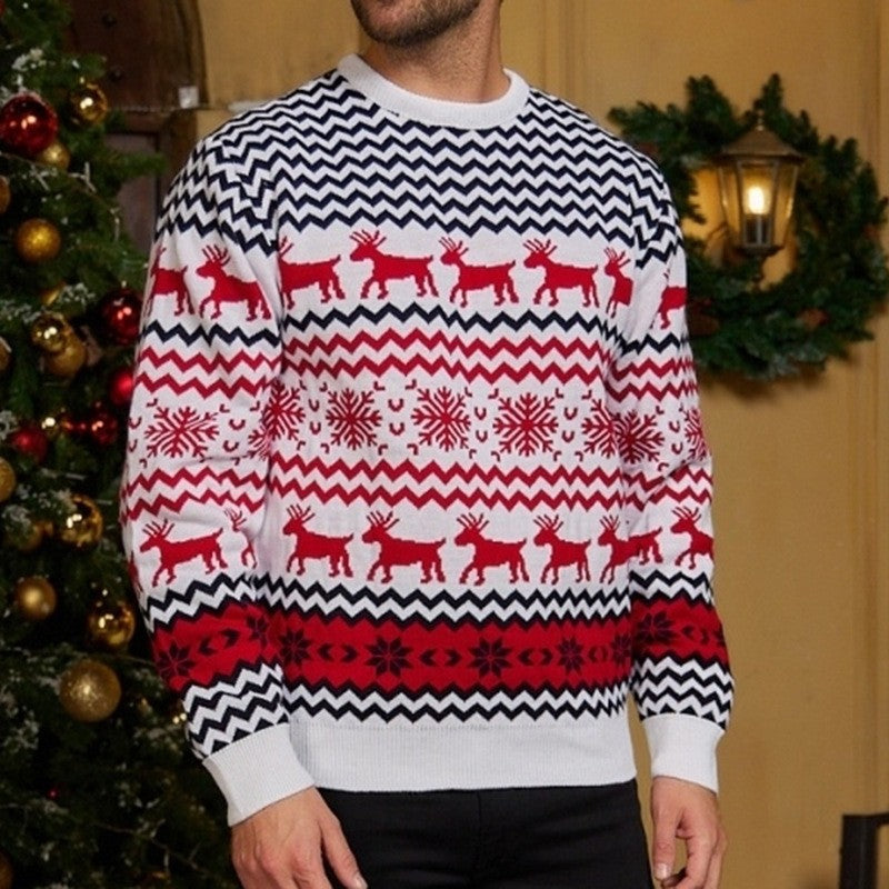 Kids white Christmas knit sweater with festive snowflake motif, cozy classic silhouette for winter holidays