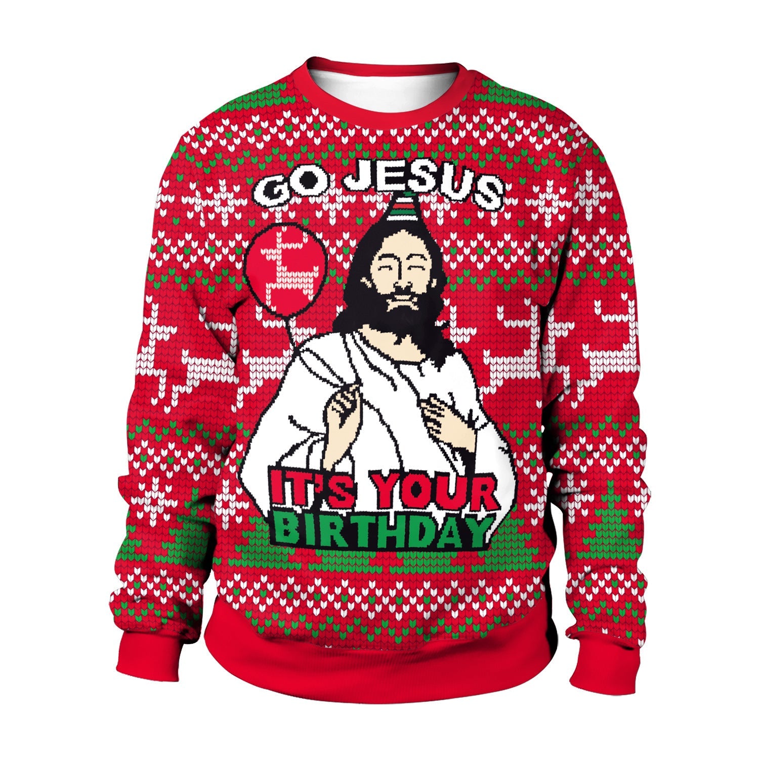 Festive 3D printed Christmas crewneck sweatshirt cozy holiday design with textured motif