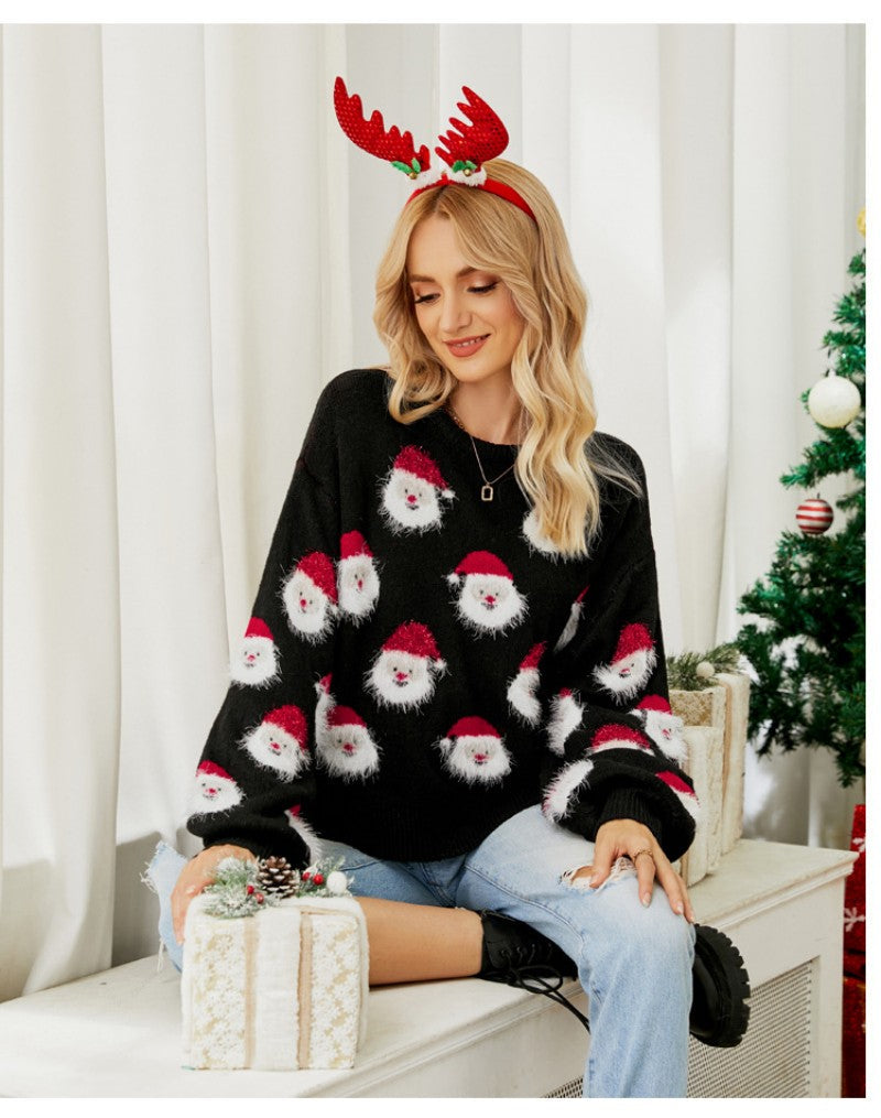 Unisex Christmas pullover sweater cozy knit holiday classic festive red pattern relaxed fit