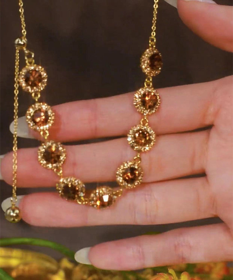 Collier lariat en alliage de zirconium et cristal de café 2025 - Urbann-Vibe
