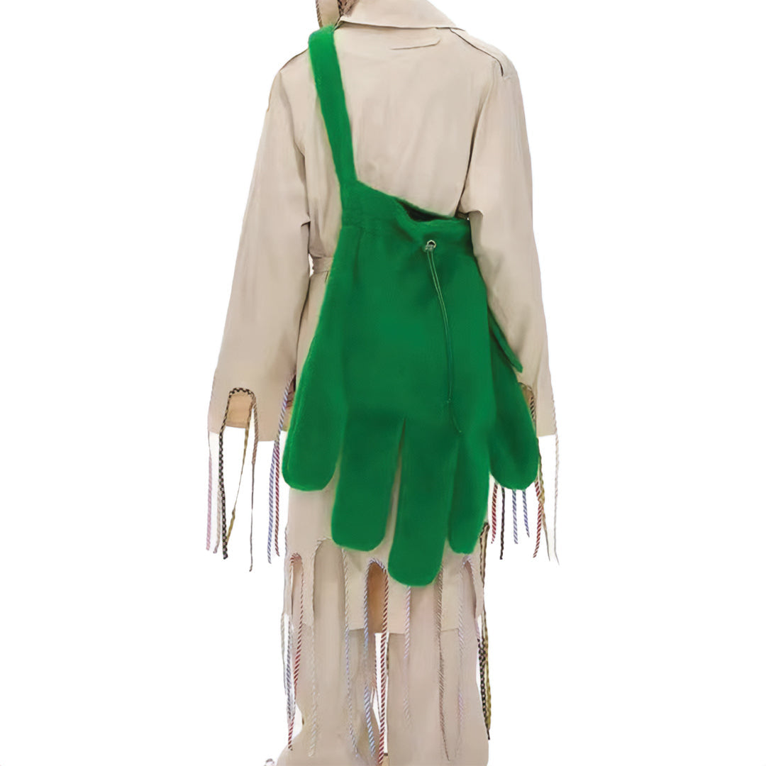 Urbann-Vibe soft fleece glove-shaped crossbody bag with faux sherpa trim, playful silhouette for city commuters