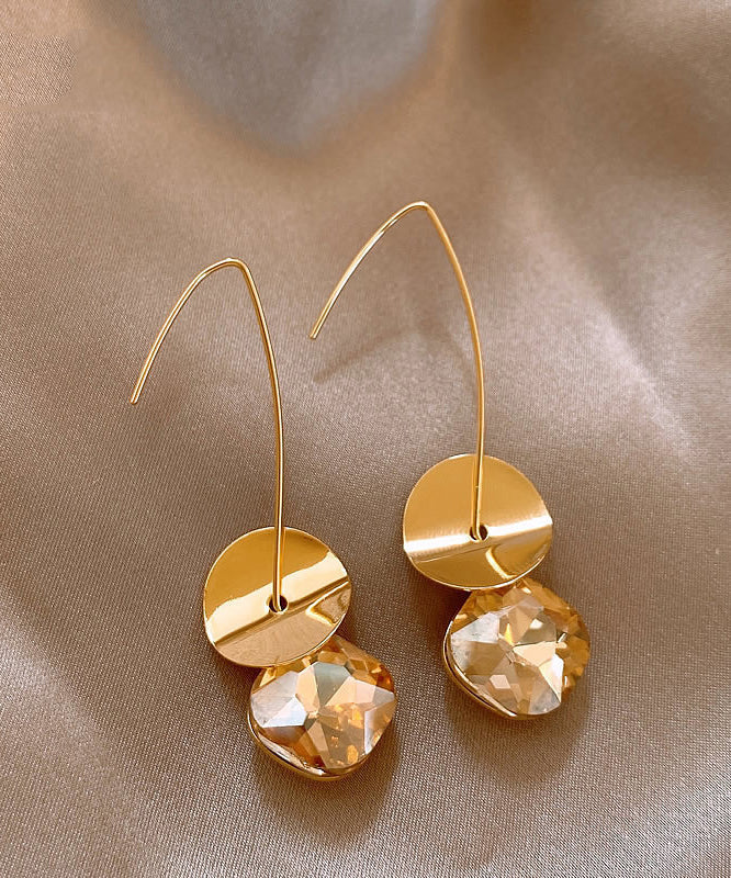 Boucles d'oreilles pendantes en alliage de cuivre et zircons à paillettes en or 2025 - Urbann-Vibe
