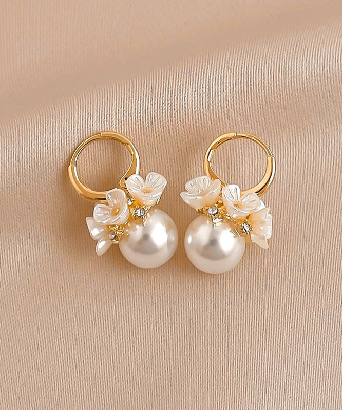 Boucles d'oreilles créoles florales en alliage de cuivre et or, perles de zircone, nouveauté 2025 - Urbann-Vibe