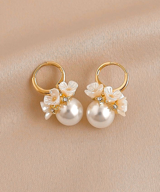 Boucles d'oreilles créoles florales en alliage de cuivre et or, perles de zircone, nouveauté 2025 - Urbann-Vibe