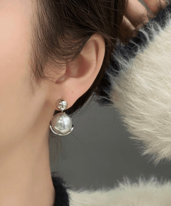 Boucles d'oreilles à tige en argent sterling et perles grises 2025 - Urbann-Vibe