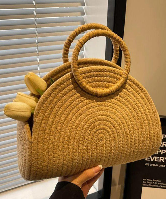 Sac fourre-tout polyvalent en paille tissée kaki 2025 - Urbann-Vibe