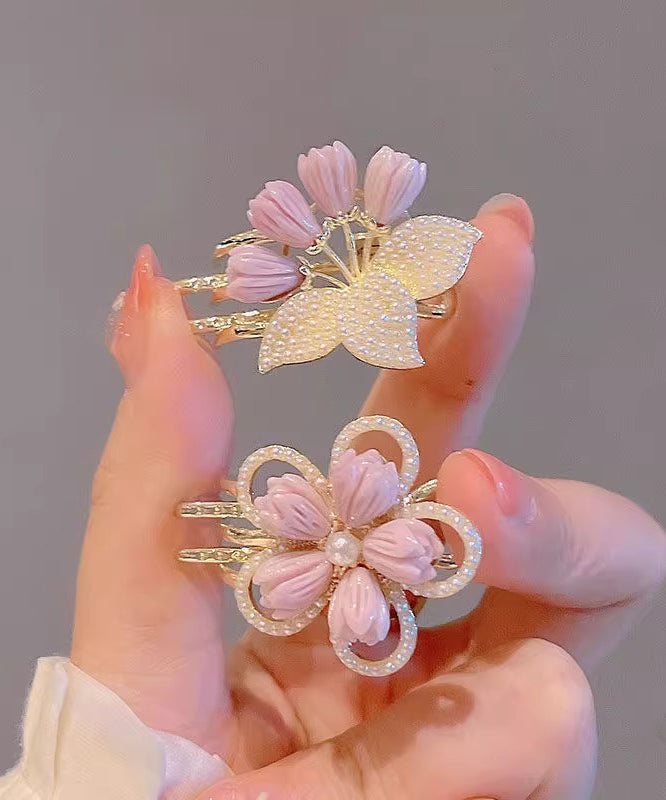 Ensemble de deux épingles à cheveux en alliage violet, motif lotus et perles florales, 2025 - Urbann-Vibe