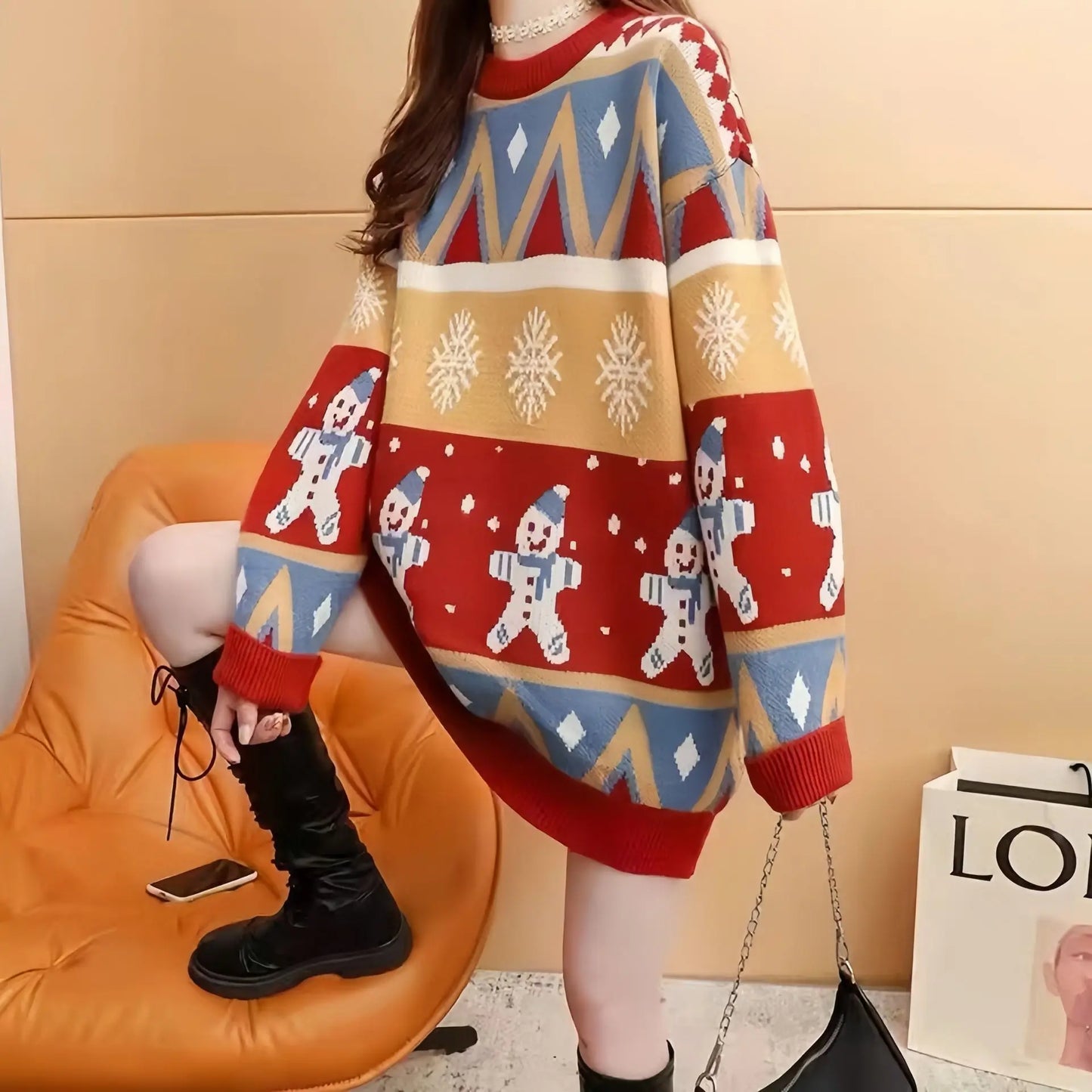 Women's Onesize Loose Oversized Christmas Sweater - Urbann-Vibe
