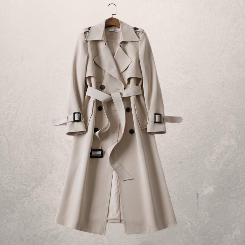 Women's Alina double-breasted wrap coat with adjustable belt, soft warm fabric, elegant silhouette