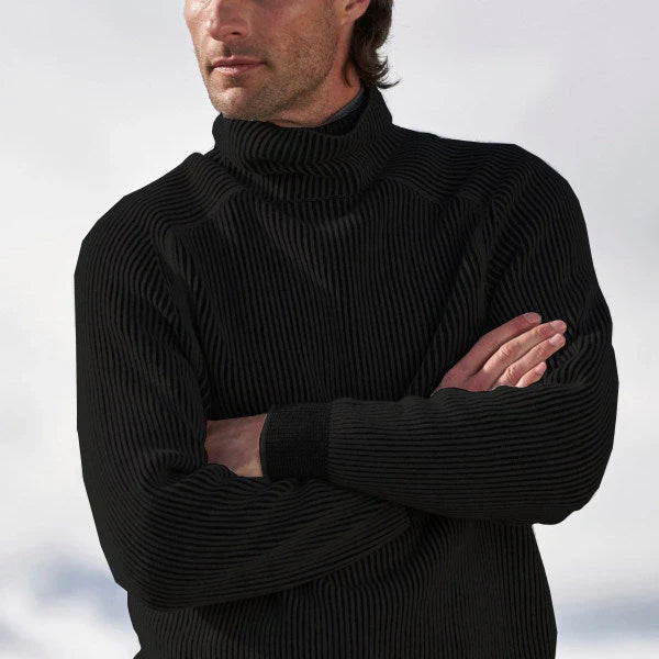 Men's black turtleneck sweater ultra-soft cozy knit classic silhouette for modern winter style