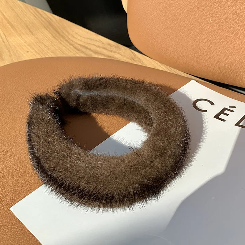 Monarque women's faux fur headband plush winter accessory in versatile elegant style