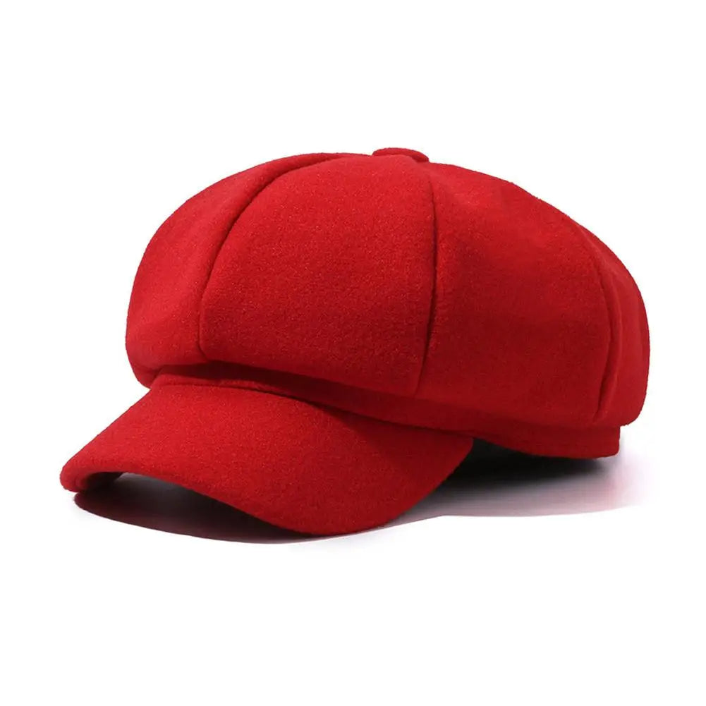 Women's wool newsboy cap structured fit brimmed classic casual style polished silhouette everyday wear