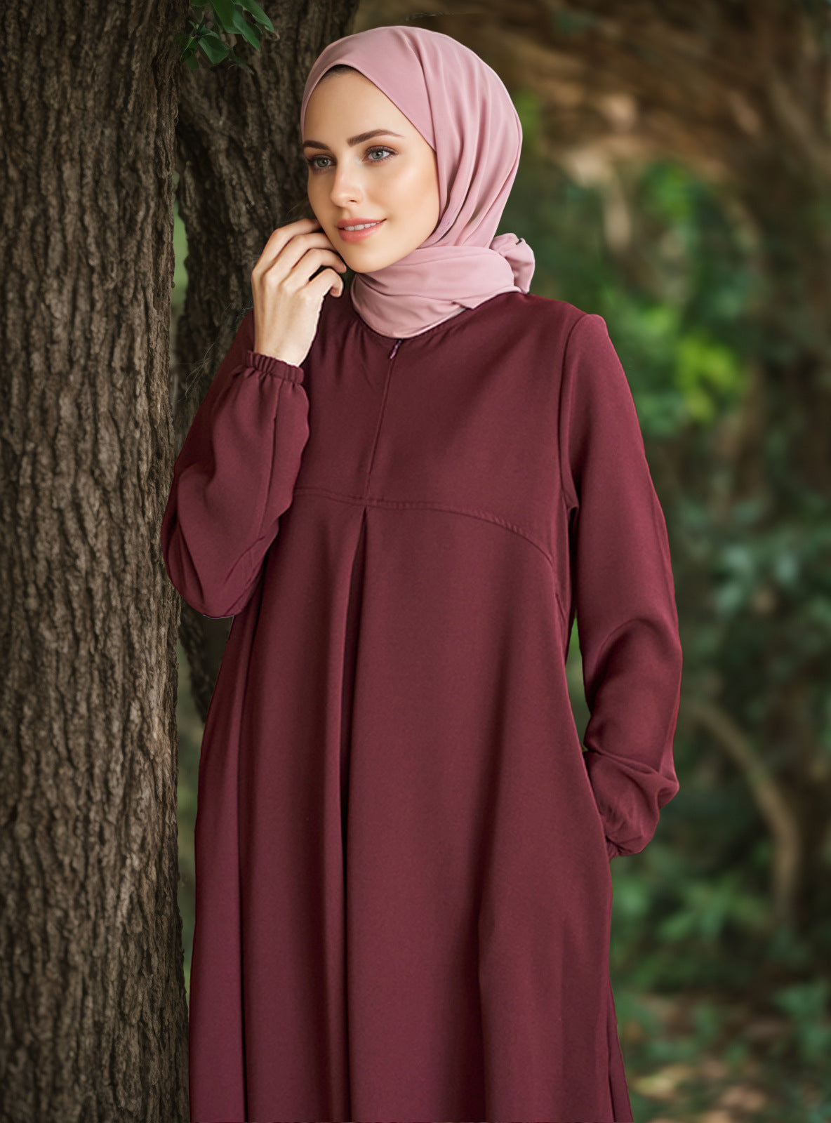 Women's Arabic long sleeve loose dress, modest elegant everyday style with relaxed fit