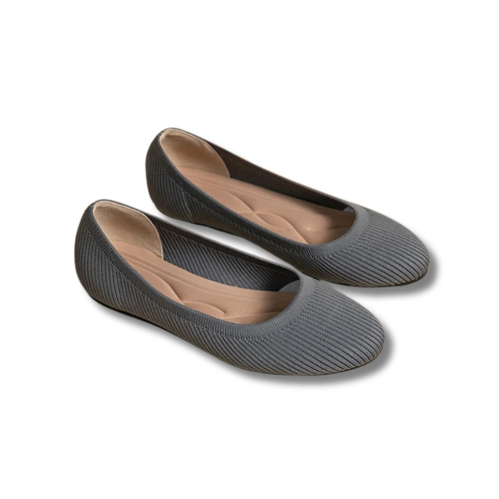 Women's slip-on ballet flats breathable knit upper cushioned insole everyday comfort flexible fit