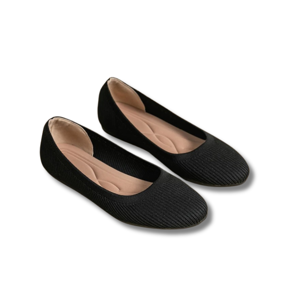 Women's slip-on ballet flats breathable knit upper cushioned insole everyday comfort flexible fit
