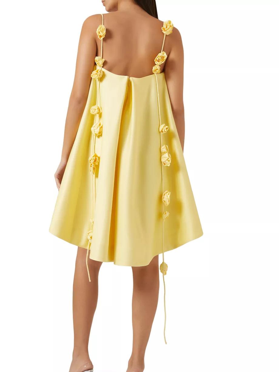 Floral strap mini dress lightweight A-line silhouette high-low hem effortless summer chic women
