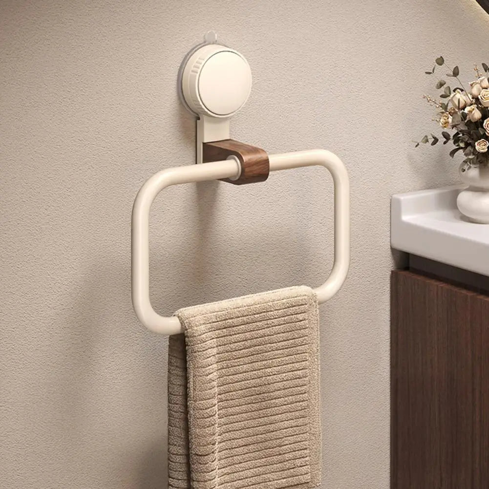Hearthwood walnut finish hand towel holder stainless steel frame 180-degree flip suction mount