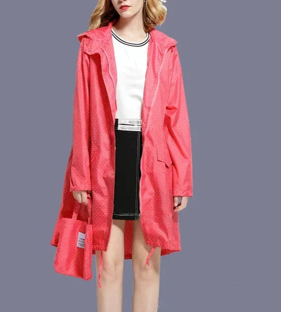 Women's pink lightweight hooded parka windproof water-resistant coat for everyday polished style