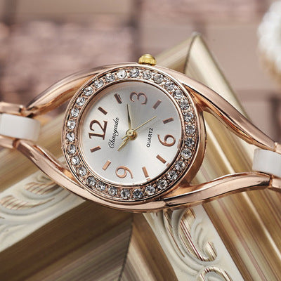 Women's wristwatch with rhinestone decorations - Urbann-Vibe