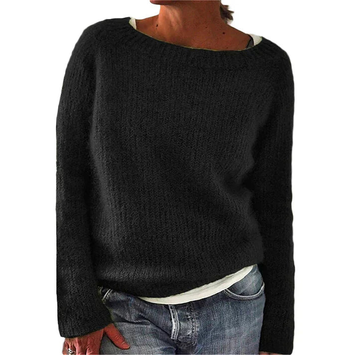 Julia merino wool knit sweater for women, cozy oversized collar, timeless everyday style