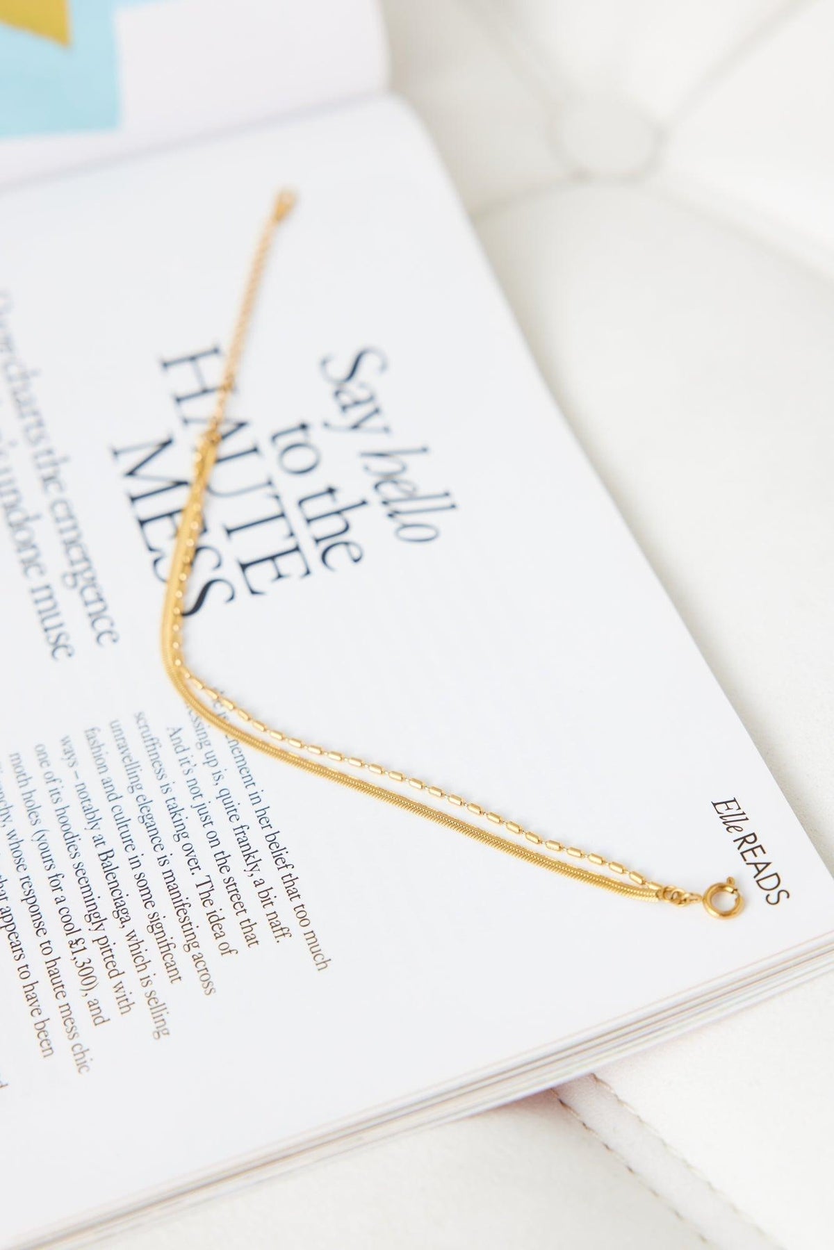 18K gold plated dainty double-chain bracelet for women, waterproof stainless steel, everyday stacking