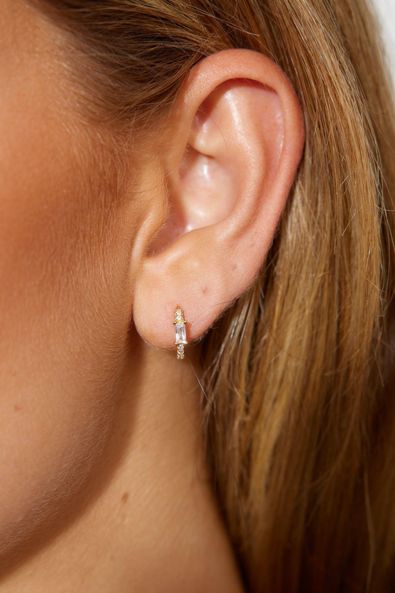 18K Gold Plated Eyes To The Soul Earrings Clear - Urbann-Vibe